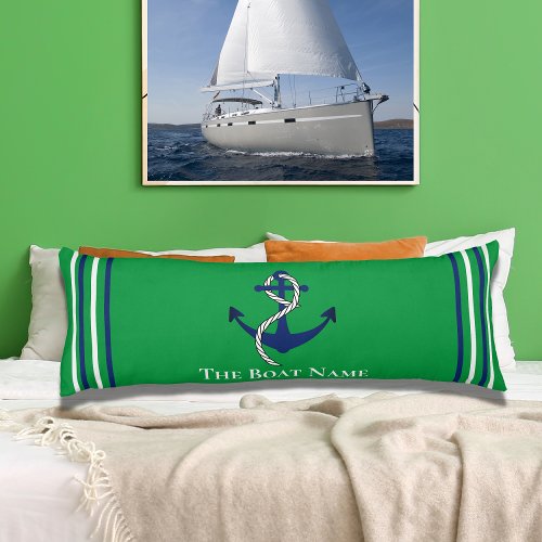 Family Boat Name Green Blue Anchor Rope Nautical  Body Pillow