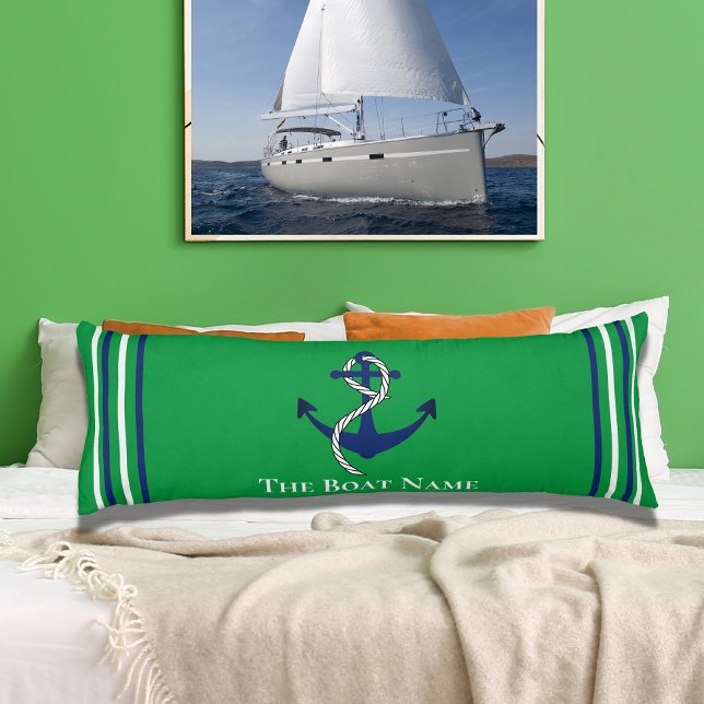 Family Boat Name Green Blue Anchor Rope Nautical  Body Pillow (Creator Uploaded)