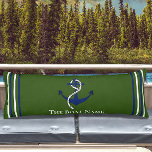 Family Boat Name Olive Green Anchor Rope Nautical Body Pillow