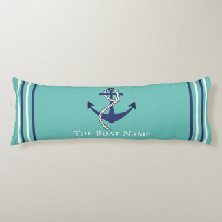 Family Boat Name Teal Blue Anchor Rope Nautical  Body Pillow