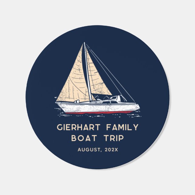 Family Boat Trip Nautical Swag Custom Classic Round Sticker (Single)