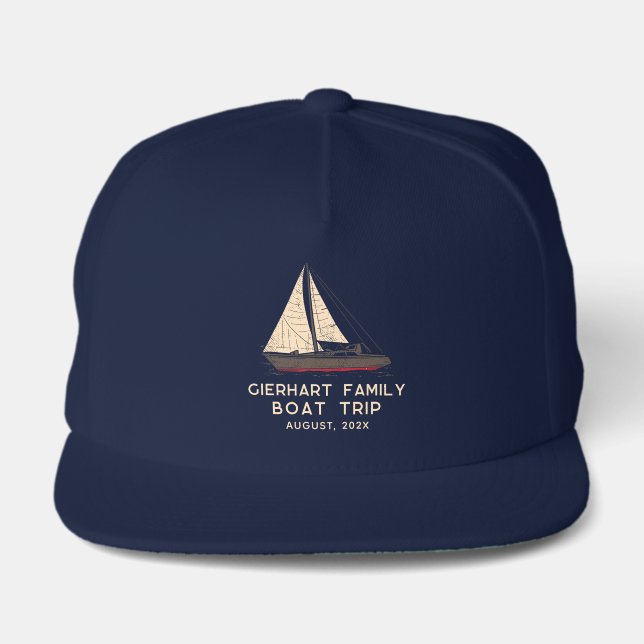 Family Boat Trip Nautical Swag Custom Snap Back Hat (Front)
