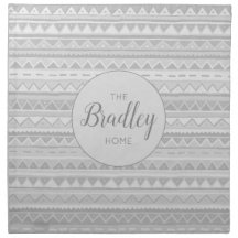 Family Boho Gray Tribal Zigzag Pattern with Name