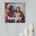 Family | Boho Text Overlay with Photo Canvas Print<br><div class="desc">This simple and stylish canvas print features your personal photo,  along with the word "family" in boho white modern typography and a spot to add your family's last name.</div>