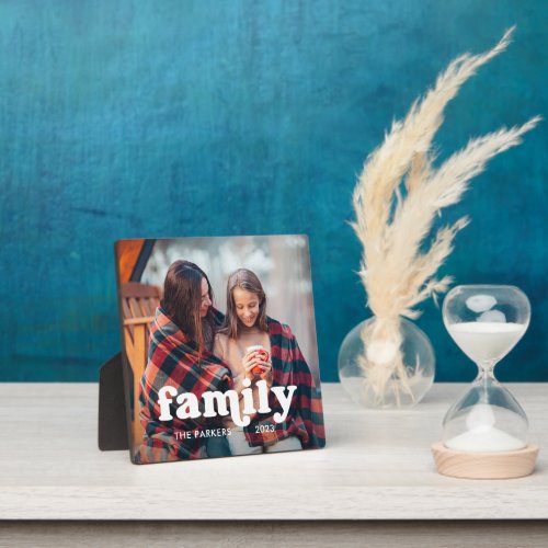 Family  Boho Text Overlay with your Photo Plaque