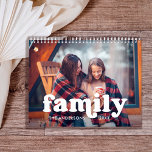 Family | Boho Text Overlay with your Photos 2024 Calendar<br><div class="desc">This simple and stylish 2024 calendar features your favorite personal photos every month,  along with the word "family" in boho white modern typography on the cover.</div>