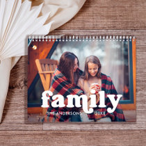 Family | Boho Text Overlay with your Photos 2024 Calendar