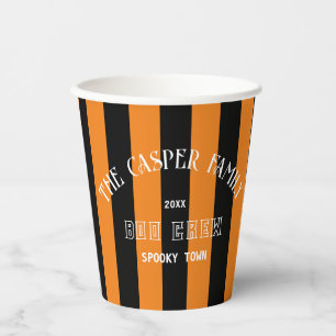 Family Boo Crew Orange Black Stripe Halloween Paper Cups