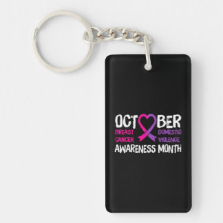 Family Breast Cancer and Domestic Violence Keychain