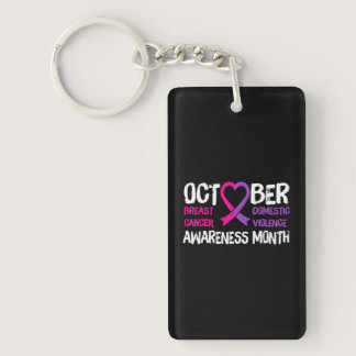 Family Breast Cancer and Domestic Violence Keychain