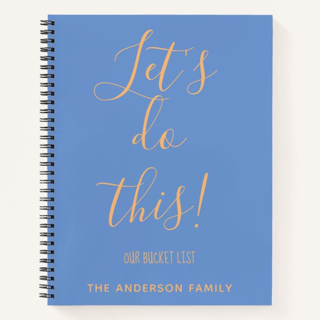 Family Bucket List Vacation Planner Personalized Notebook (Front)