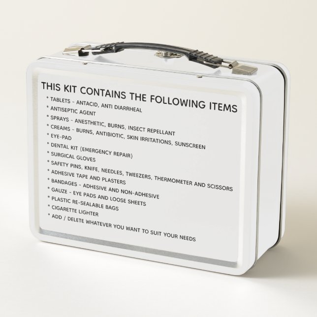 Family business first aid medicine kit metal lunch box (Back)