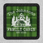 Family Cabin Green Plaid Themed Name Personalized Patch<br><div class="desc">Ideal for family gatherings, reunions, or your mountain retreat, this product is designed with a charming green plaid background. It showcases a beautifully designed mountain scene with cabin surrounded by trees, personalized with your family name, the year established, and any additional details you prefer. An excellent choice for a thoughtful...</div>