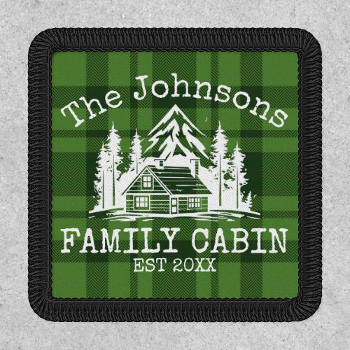 Family Cabin Green Plaid Themed Name Personalized Patch