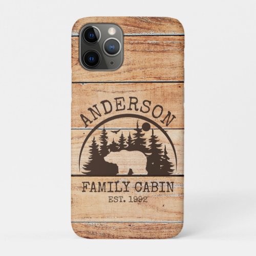  Family Cabin Name Personalized Rustic wooden iPhone 11 Pro Case