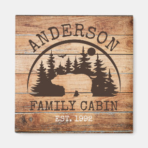  Family Cabin Name Personalized Rustic wooden Magnet