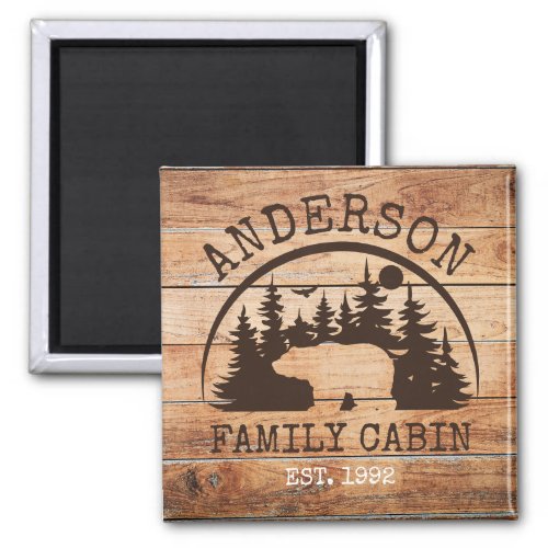  Family Cabin Name Personalized Rustic wooden Magnet
