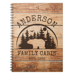 Family Cabin Name Personalized Rustic wooden Notebook