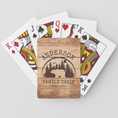  Family Cabin Name Personalized Rustic wooden Playing Cards