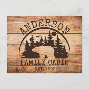  Family Cabin Name Personalized Rustic wooden Postcard