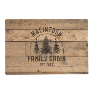Family Cabin Name Rustic Wood Personalized Placemat