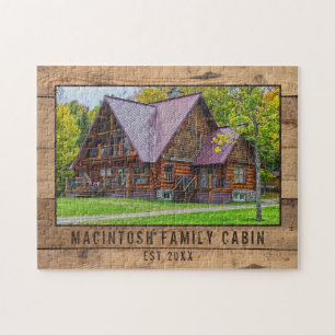 Family Cabin Photo Rustic Wood Forest Trees Jigsaw Puzzle