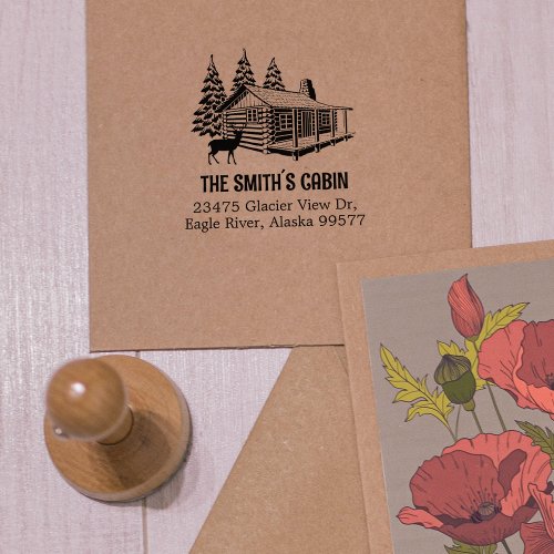 Family Cabin Return Address Rubber Stamp