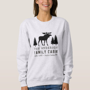 Family Cabin Rustic Moose Pine Tree Silhouette Sweatshirt