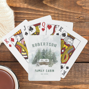 Family Cabin Rustic Pine Forest Personalized Poker Cards
