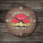 Family Cabin Rustic Retro Trees Family Name  Large Clock<br><div class="desc">Transform your home into a cozy retreat with our Family Cabin Rustic Retro Trees Family Name Large Clock. This charming timepiece brings the rustic beauty of the great outdoors right into your living space. Featuring a vintage-inspired design with rustic retro trees, it adds a touch of nostalgia to any room....</div>