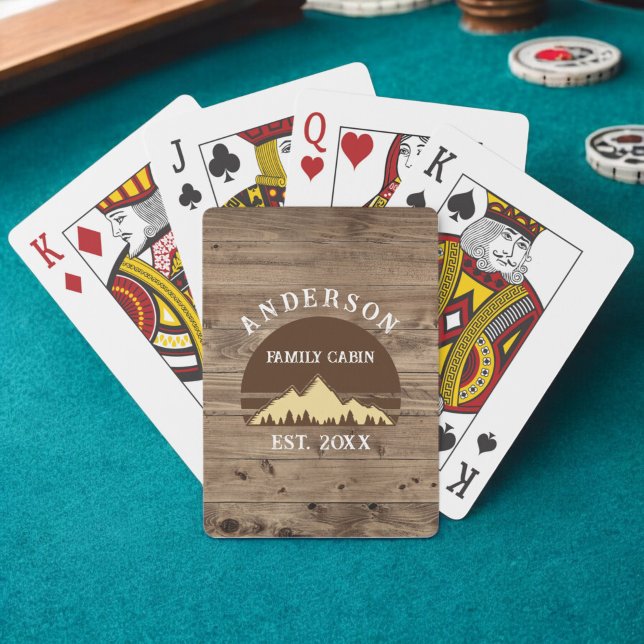 Family Cabin Rustic Retro Trees Family Name  Poker Cards (Creator Uploaded)