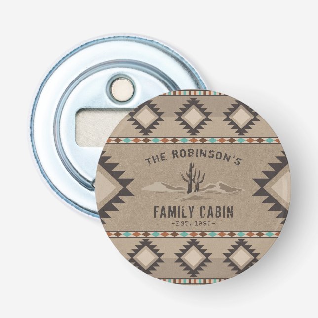 Family Cabin Rustic Southwest Native Tribal Cactus Bottle Opener (Front)