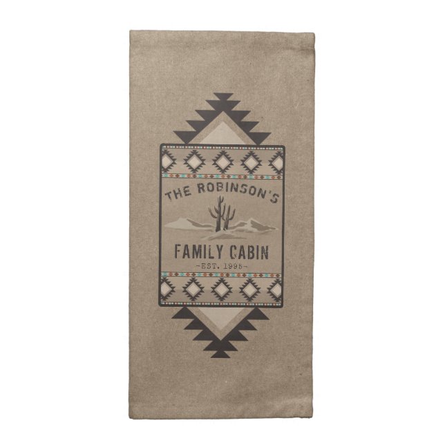 Family Cabin Rustic Southwest Native Tribal Cactus Cloth Napkin (Half Fold)