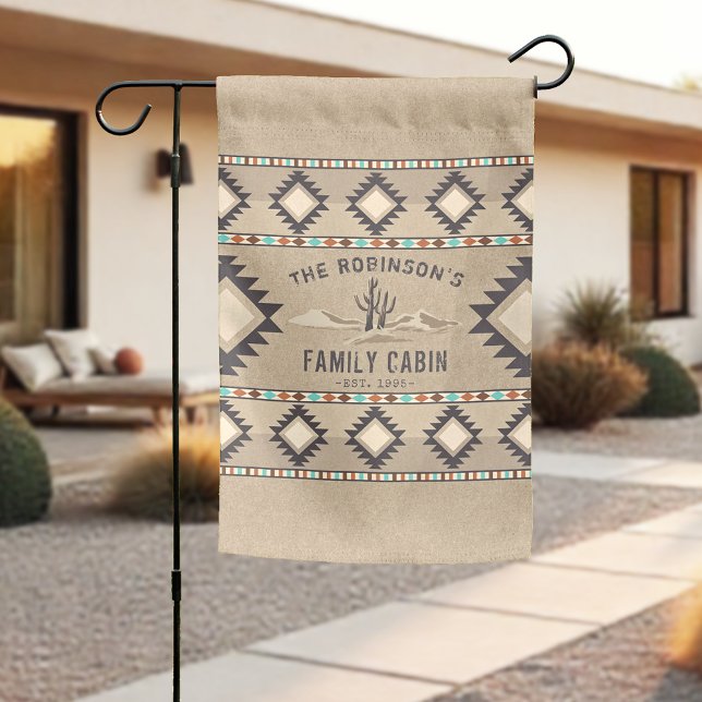 Family Cabin Rustic Southwest Native Tribal Cactus Garden Flag (Creator Uploaded)