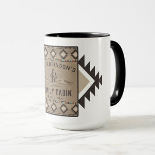 Family Cabin Rustic Southwest Tribal Cactus Large Mug