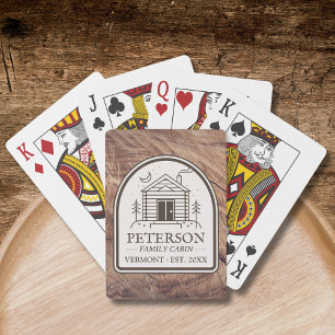 Family Cabin Rustic Wood Personalized Decor Poker Cards