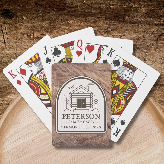 Family Cabin Rustic Wood Personalized Decor Poker Cards (Personalized Custom Family Cabin Playing Cards Wood Rustic)