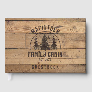 Family Cabin Rustic Wood Personalized Guest Book