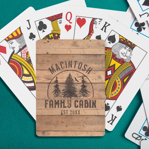 Family Cabin Rustic Wood Personalized Poker Cards