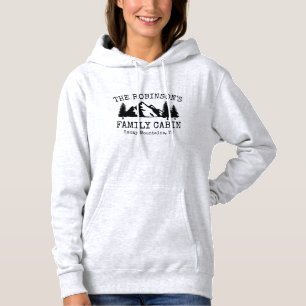 Family Cabin Trees Mountains Silhouette Design Hoodie