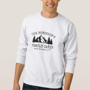 Family Cabin Trees Mountains Silhouette Design Sweatshirt
