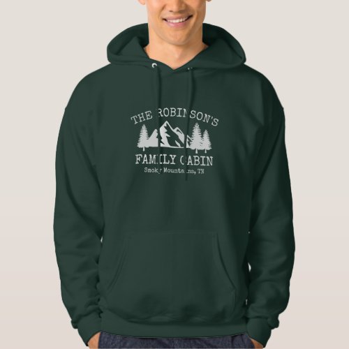 Family Cabin White Rustic Trees Mountains Design Hoodie