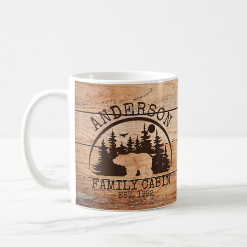 Family Cabin wooden Name Personalized Rustic  Coffee Mug