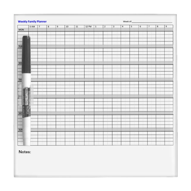 Family Calendar for Four Family Members Dry Erase Board (Front)