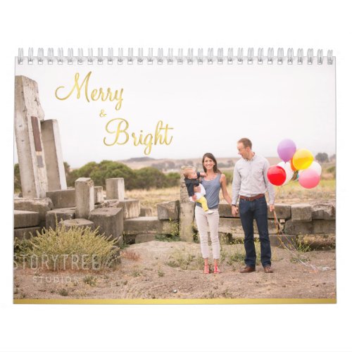 Family Calendar Gold Merry And Bright