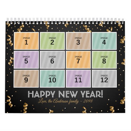 Family Calendar Template 2023 Glitter Custom Photo