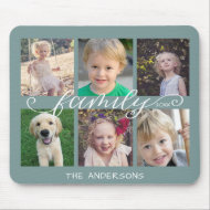Family Calligraphy 6 Photo Collage Mouse Pad