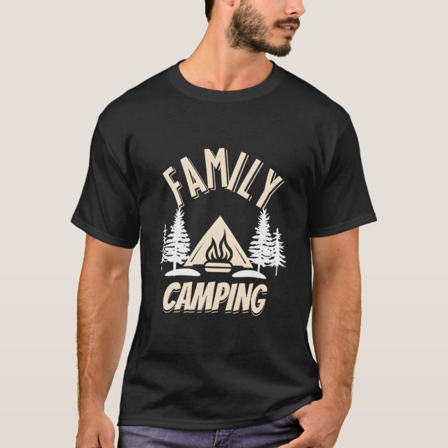 Family Camg Fun Adventure Tent Outdoors Natural T-Shirt (Front)