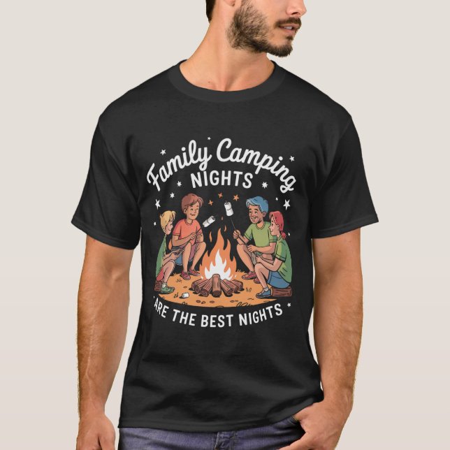 Family Camping Crew– Funny Campfire Group T-Shirt (Front)