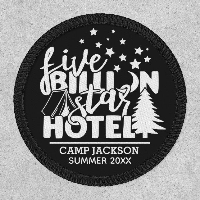 Family camping five billion star hotel patch (Front)